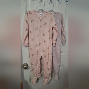 NWT Set of 2 Gerber Just Born Toddler Footed Pajamas Size 4T Reindeer & Sunshine
